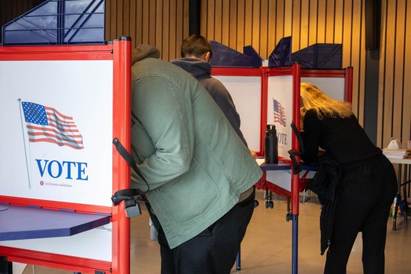 Boston citizens vote at the City Hall Plaza Pavilion location. Numerous locations accommodating 22 wards across the city were opened to the public, from South End to Roxbury.