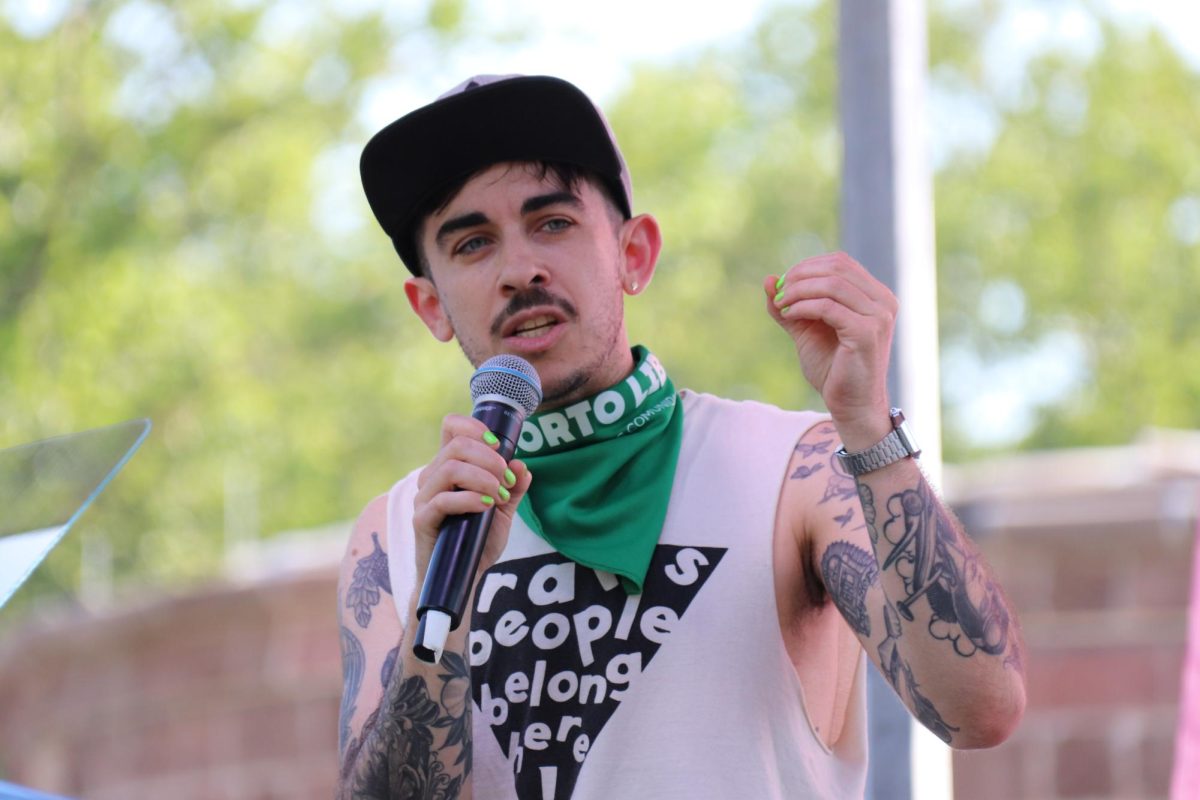 Chase Strangio speaks at a Pride rally in June 2022. The Northeastern School of Law alumnus made history Dec. 4 as the first openly transgender lawyer to argue a case before the Supreme Court. Photo courtesy  Wikimedia Commons.