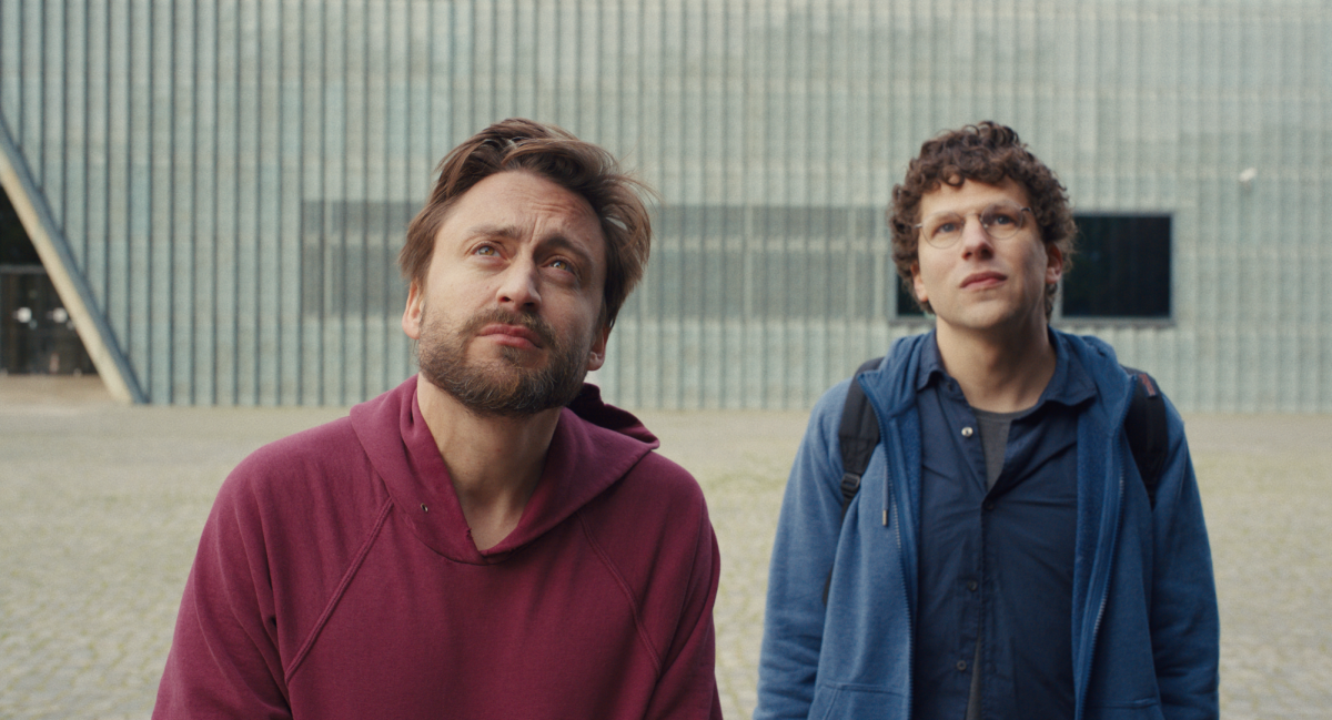 Kieran Culkin (left) and Jesse Eisenberg in "A Real Pain." The film took viewers through Poland, exploring the country's Jewish history and themes of generational trauma. Photo courtesy Searchlight Pictures.