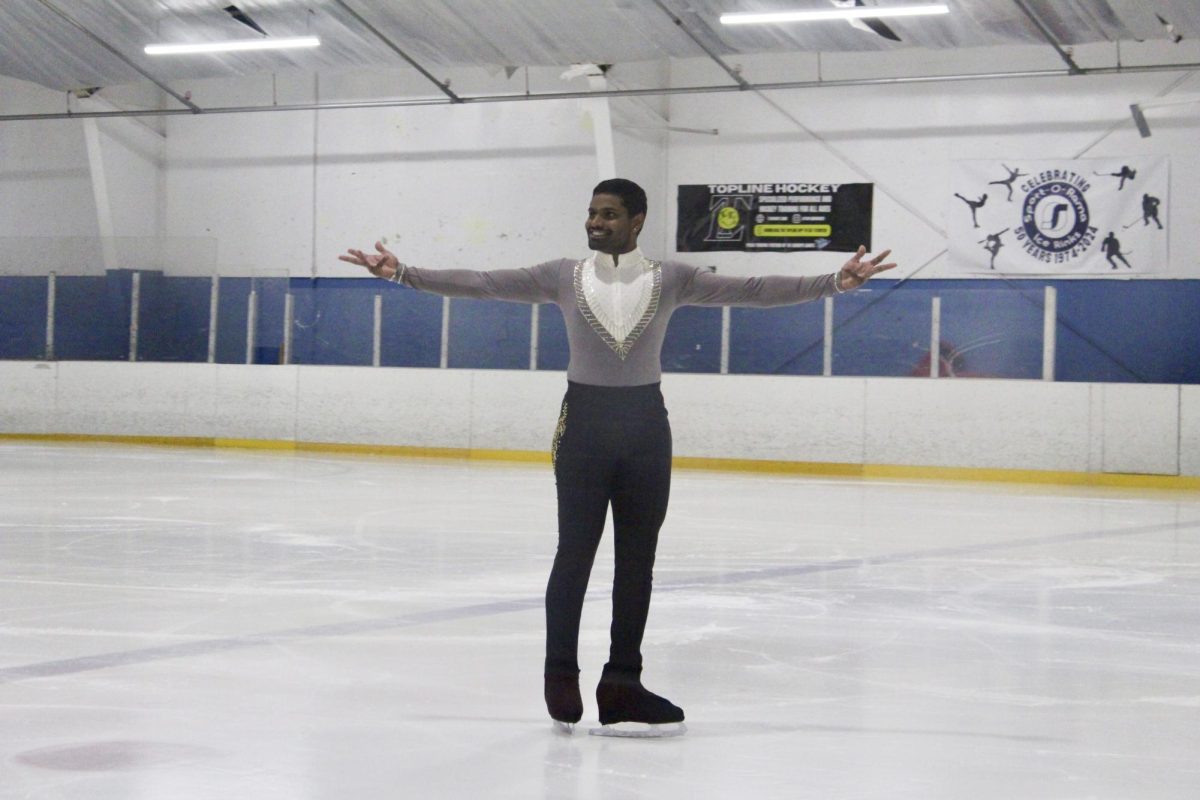 Andhra Pradesh performs at the USA Northeast Inter-Collegiate Figure Skating Championship. Raised in Andhra Pradesh, India, Rayudu began roller skating at 3-years-old. Photo courtesy Talin Calikyan.