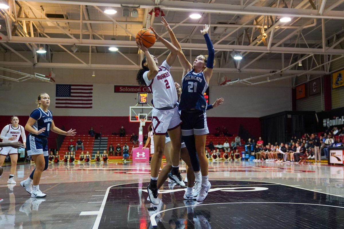 Abby Jegede fights her way to the basket Nov. 14. Jegede notched 16 points against Drexel Jan. 5.