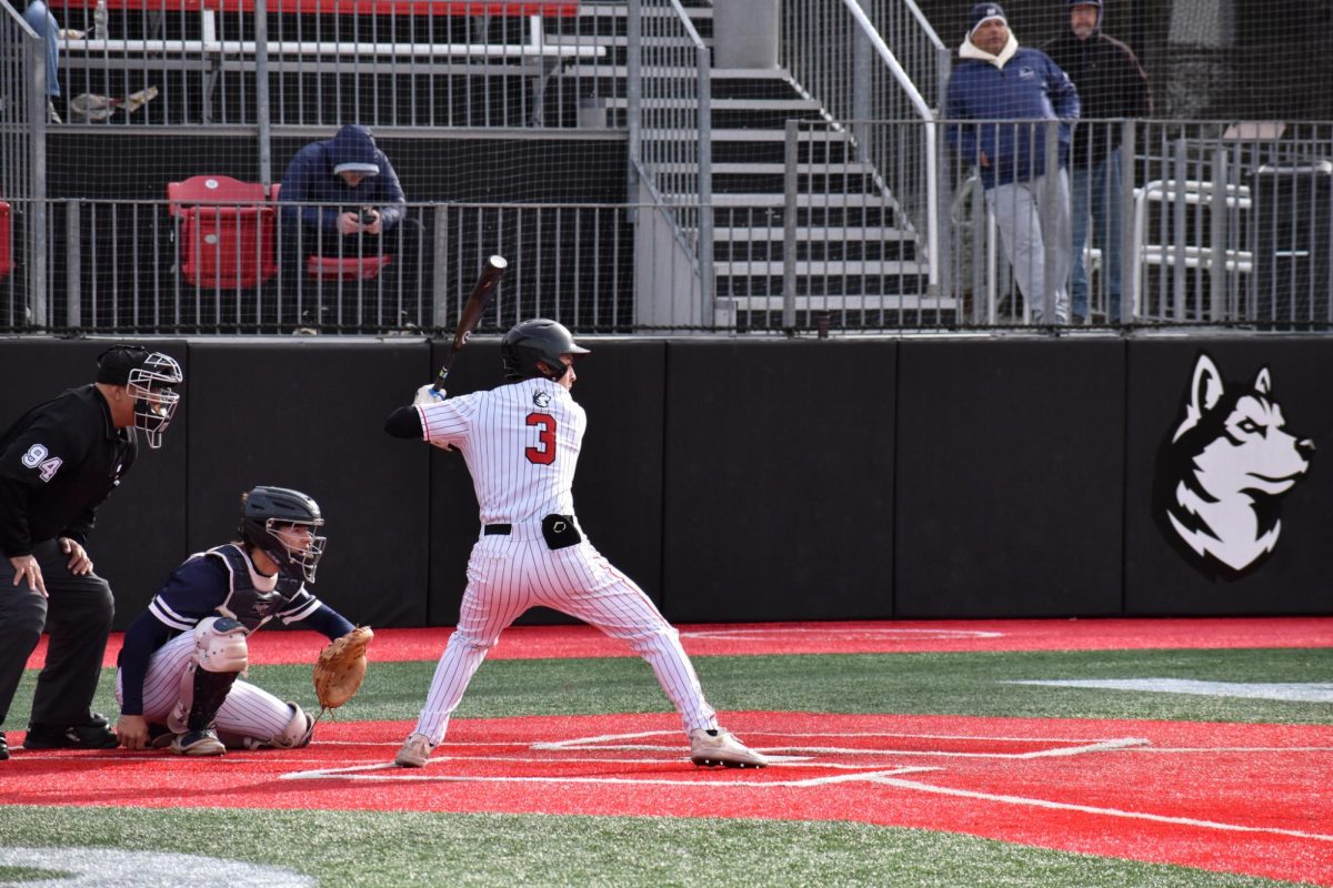 Ryan Gerety waits for the pitch March 29, 2024. Gerety took two runs in the series against Indiana State Feb. 22 and 23.