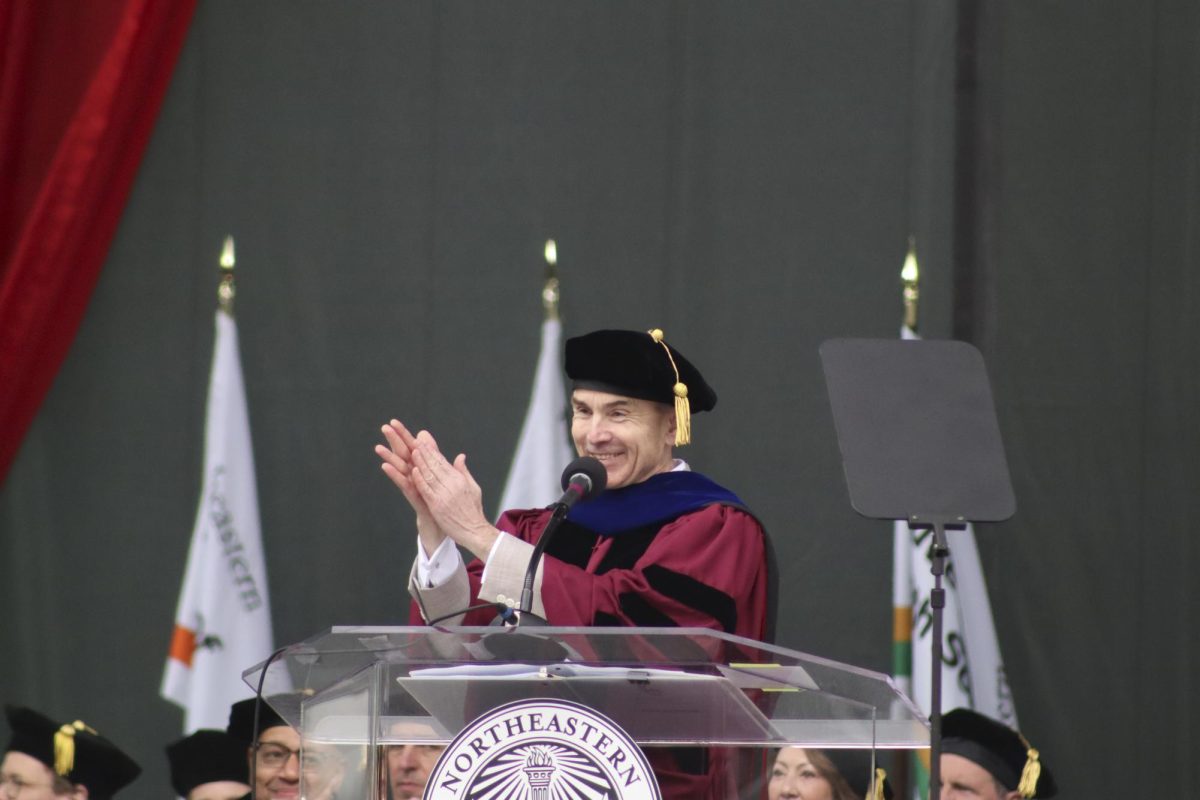 David Madigan speaks at the 2024 undergraduate commencement ceremony. A Jan. 16 email to faculty and staff announced that Madigan would be stepping down from his role as provost and senior vice president of academic affairs in June.