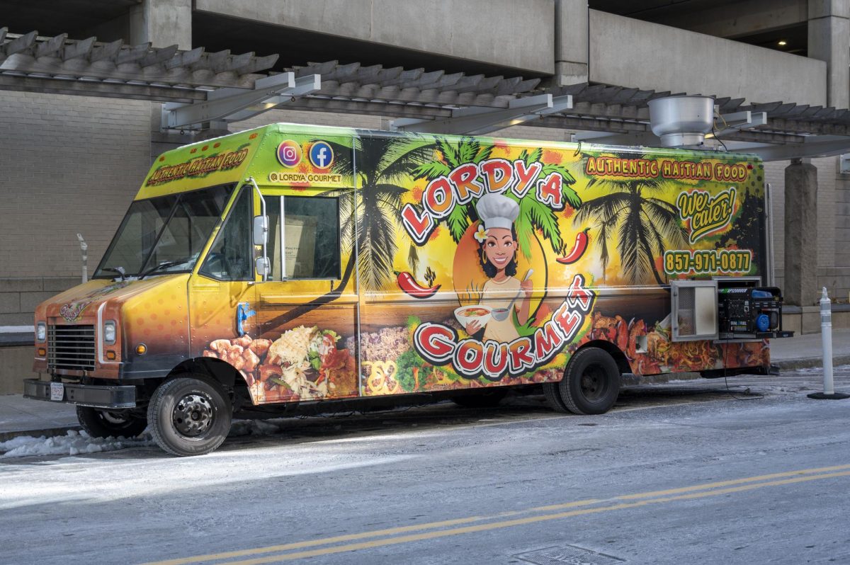 The Lordya Gourmet food truck parks on Blackfan Street. The business was one of several food trucks added to the Longwood Medical Area’s winter food truck series.