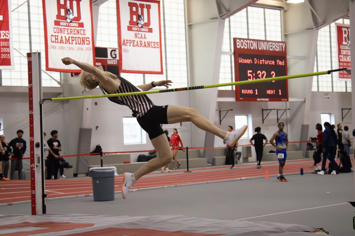 A Husky high jumps Jan. 18. The team competed in two of the largest regional competitions Jan. 31 to Feb. 1.