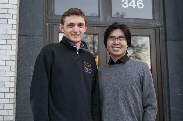 Julian Herzing-Burkard (left) and Dylan Lee pose for a photo. The duo said they hope to foster more interconnectivity between students. 