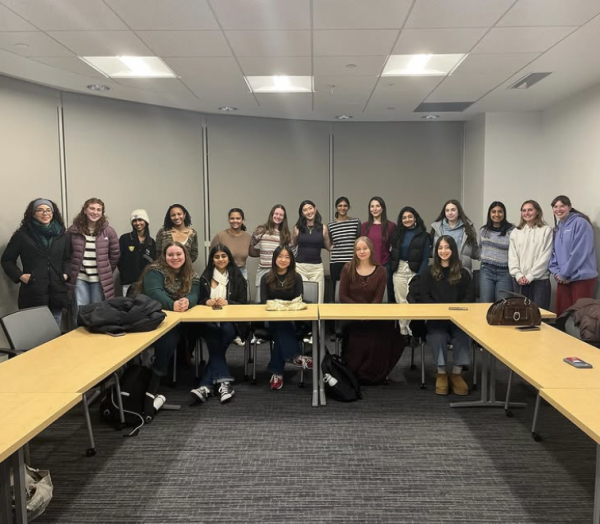 Members pose for a photo at the first Science Club for Girls meeting of the semester. Northeastern's chapter started in the spring 2023 semester. Photo courtesy Science Club for Girls.