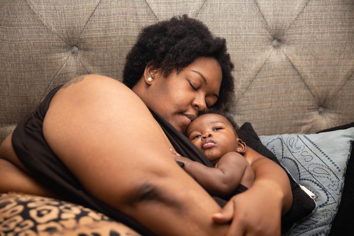 Tynesha and her new baby, Mila, behind the scenes of “Giving Birth in America: Arkansas.” The film brought to light how the lack of equitable, quality healthcare for mothers in Arkansas exacerbates the difficulties of motherhood. Photo courtesy Liz Sanders.