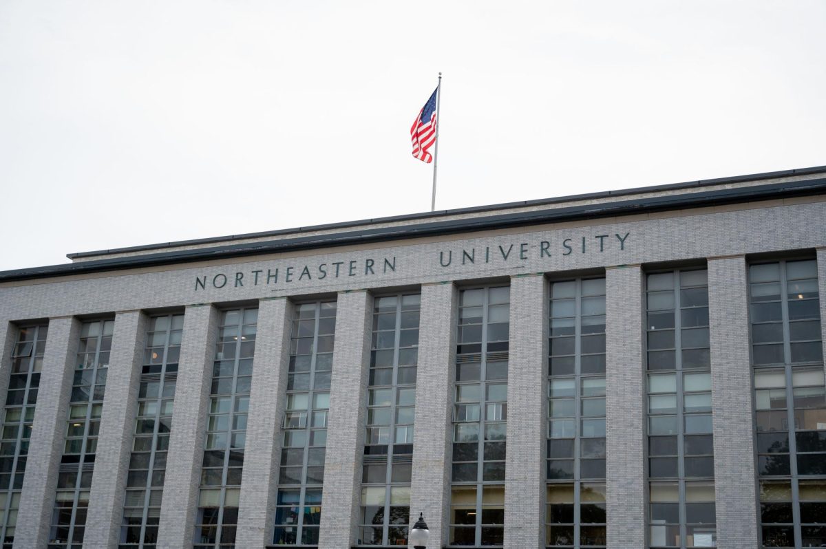 An American flag waves above Ell Hall. Since 2015, the number of early decision applicants to Northeastern grew by 660%.