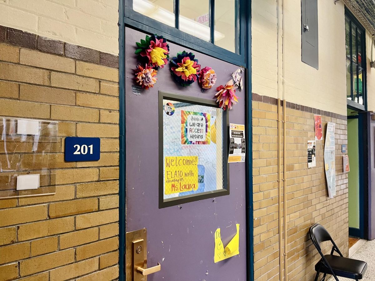 The door to Laura Gersch's classroom. Gersch felt much anxiety over the safety of her students who are immigrants and refugees. Photo courtesy Laura Gersch. 