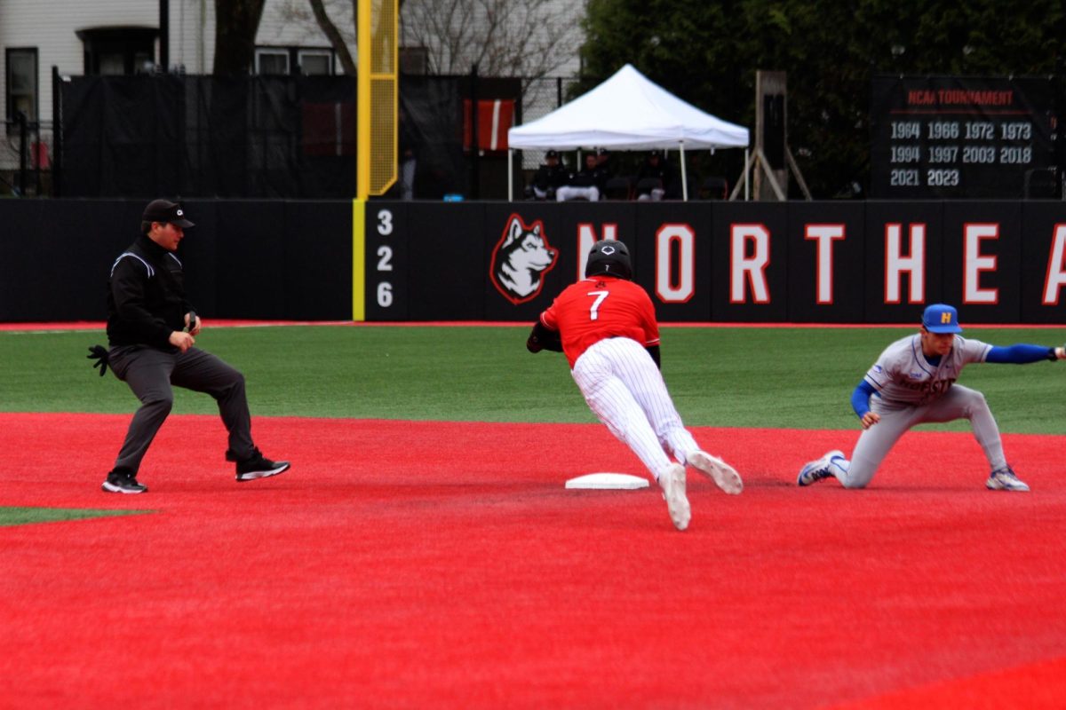 Cam Maldonado dives into second base April 13. Maldonado had four hits for three runs against Charleston April 18-20.