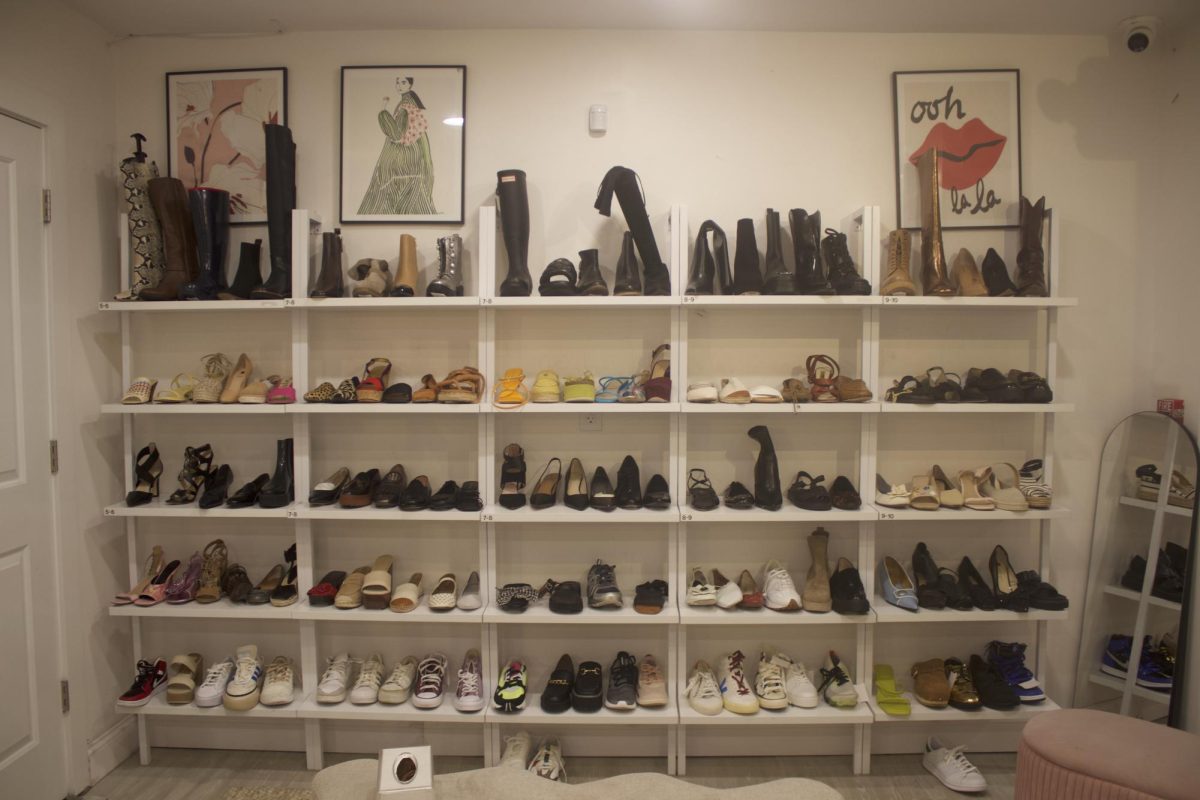 Covet’s collection of shoes, including heels and flats.