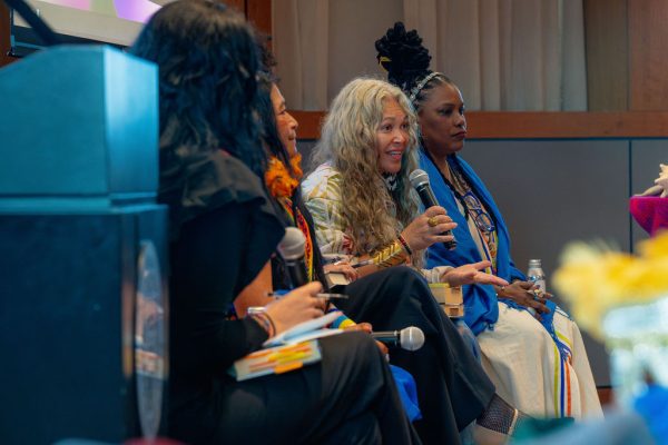 Sandra Guzmán speaks during the event. She disscussed the four pillars of women that she thought were important to include in the book. Sandra Guzmán speaks during the event. She disscussed the four pillars of women that she thought were important to include in the book.  Photo courtesy Cameron Kincheloe.