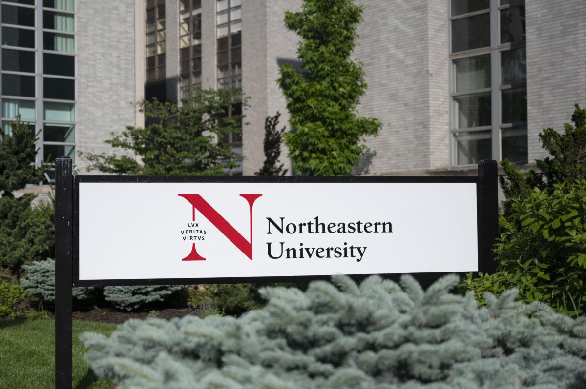 A Northeastern sign on Krentzman Quad June 7, 2024. Northeastern has spent $270,000 in lobbying per quarter since quarter three of 2022. 