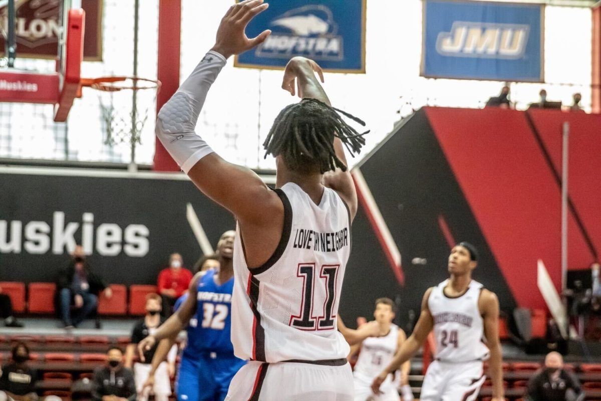 Jahmyl Telfort shoots the ball. Telfort was the first Husky in 15 years to play in the NBA Summer League. File photo by Sarah Olender. 