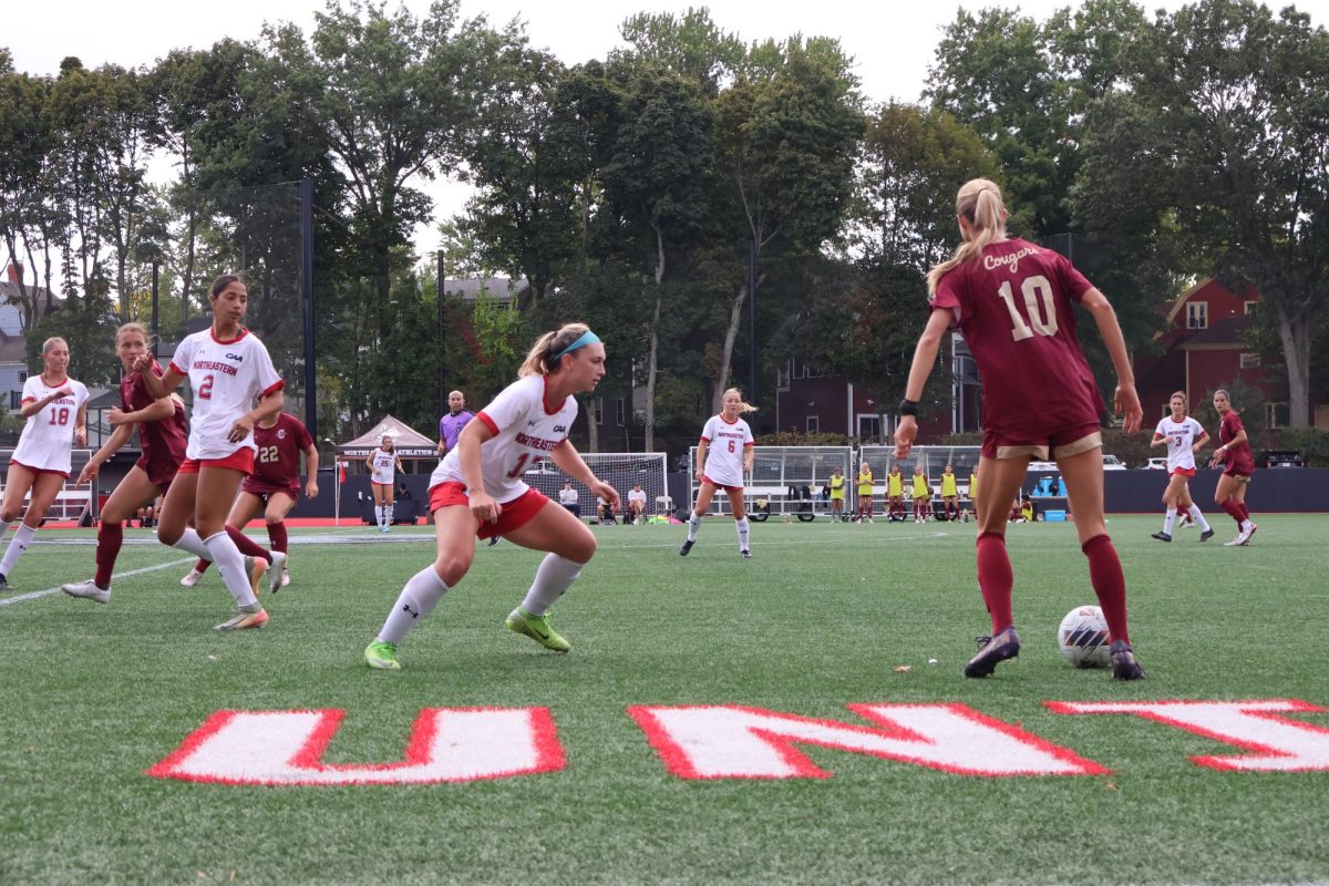 Graduate student forward Bridget Gleason faces an opponent Sept. 21. The Huskies tied Drexel in their game Sept. 27.