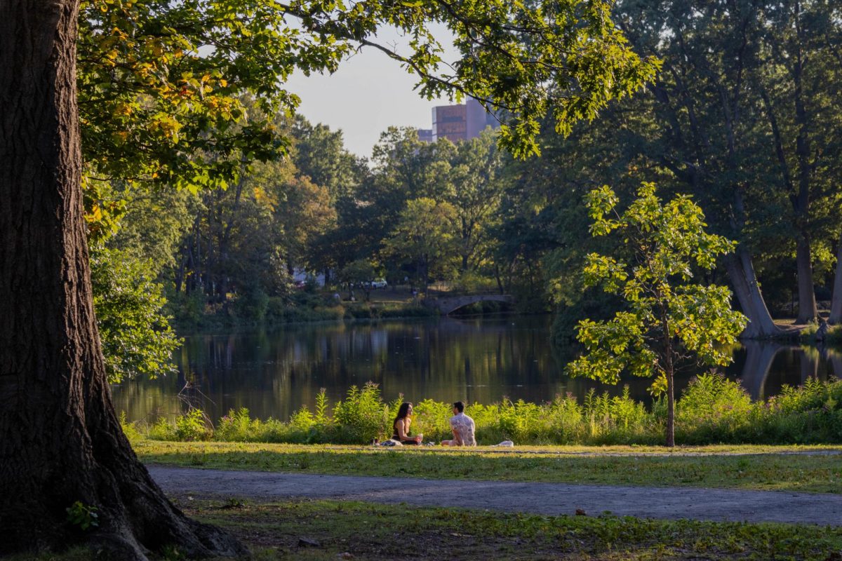 A couple enjoys a picnic in the Back Bay Fens Sept. 20. here.