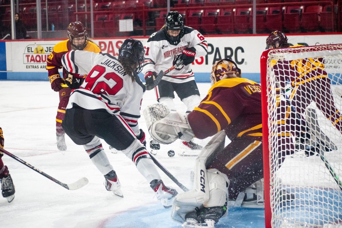 Concordia University blocks a Northeastern shot at goal Sept. 26. here.
