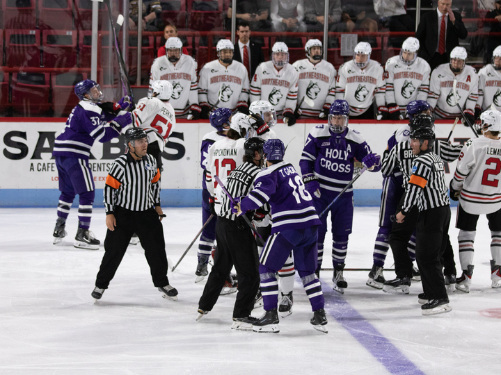 Tensions fume between Northeastern and Holy Cross. There were 24 penalties between the teams Oct. 4.