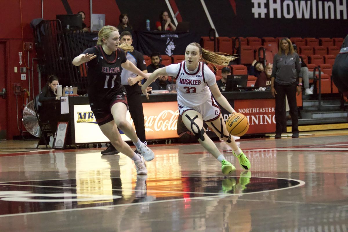 Sophomore guard María Sánchez Pitarch dribbles the ball March 6, 2025. The Huskies lost their fourth conference matchup Jan. 16.