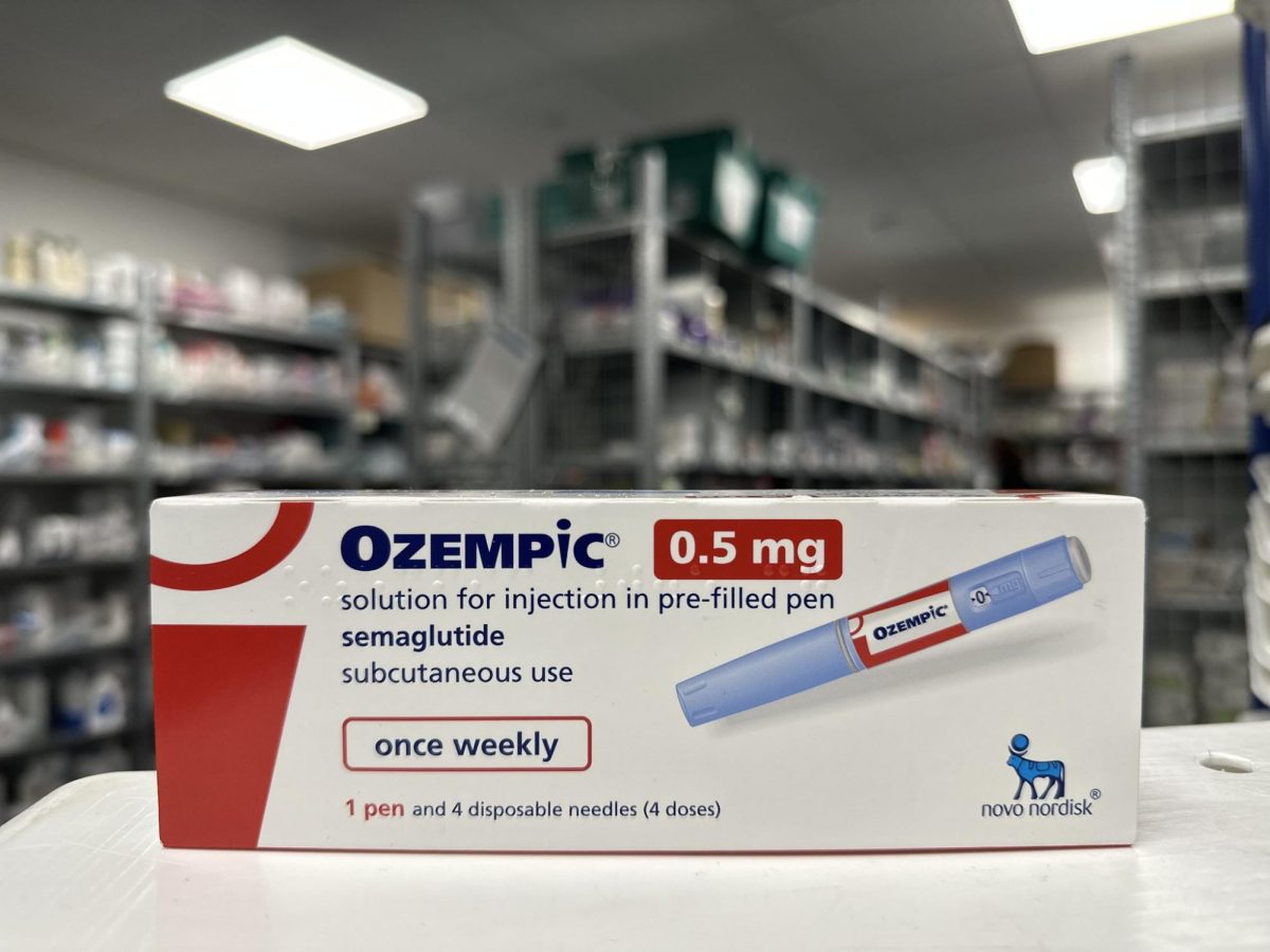 A box of Ozempic stands on a drugstore countertop. The diabetes medication gained popularity in 2021. Photo courtesy Chemist4U, Flickr.