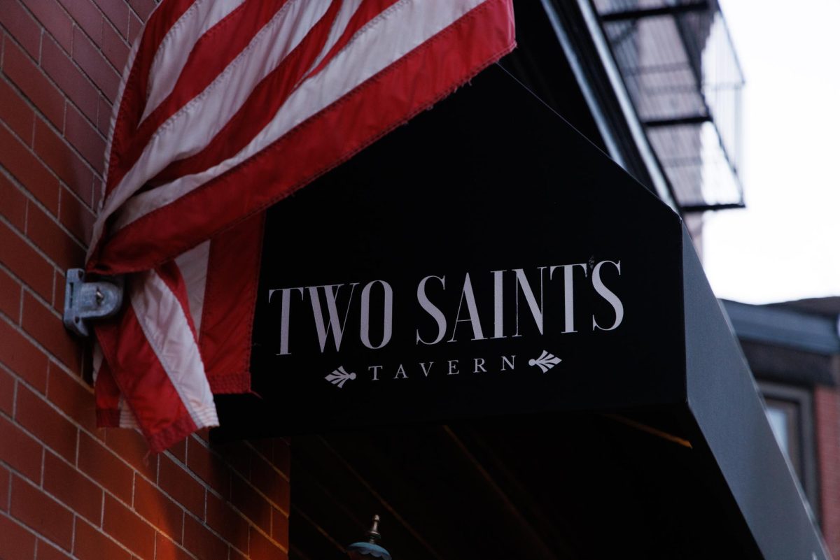 The exterior of Two Saints Tavern signage March 14. The local bar and restaurant permanently closed March 9.