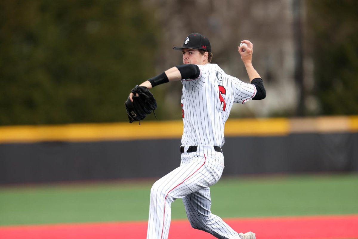 Cam Schlittler throws the baseball. Schlittler was drafted to the New York Yankees after his third year with Northeastern in 2016. Photo courtesy Jim Pierce – Northeastern Athletics.