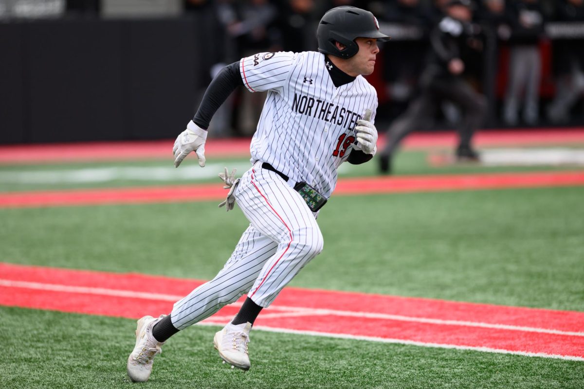 Sophomore catcher Cooper Tarantino dashes along the baselines against Towson March 15. Tarantino was a major contributor at and behind the plate this season.