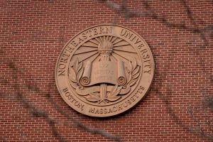 The Northeastern University logo on Shillman Hall Dec. 9, 2025. Brett Sweet was announced as the next senior vice president for finance and administration for the upcoming fall semester March 18.